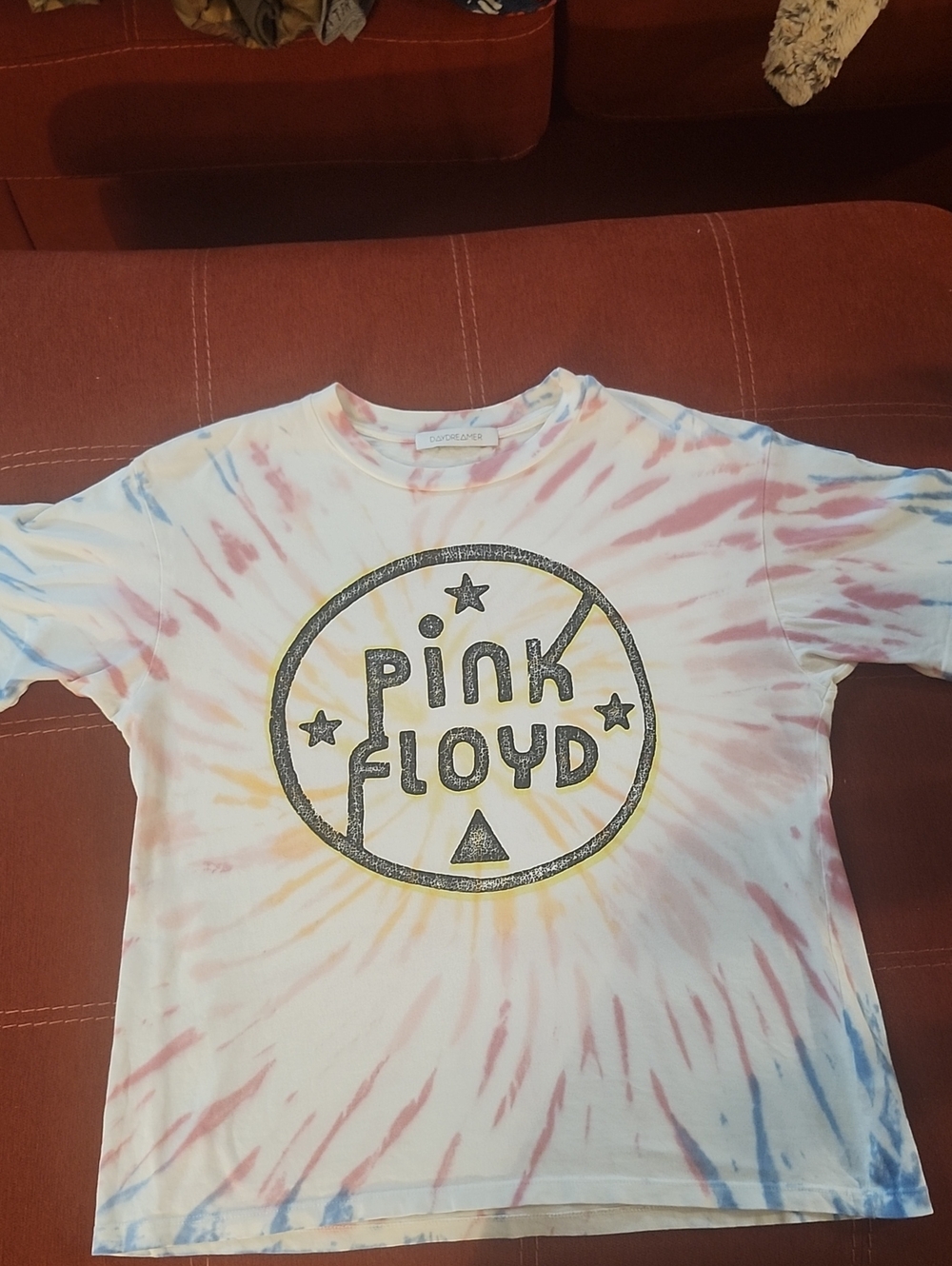 Daydreamer Pink Floyd Tie-Dye Tee in White, Pink, Yellow & Blue